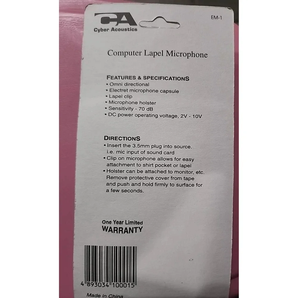 NEW Cyber Acoustics Computer Lapel Microphone‎